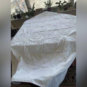 Vintage MCM European White Cotton Rose Damask Single Eiderdown Duvet Cover Mint